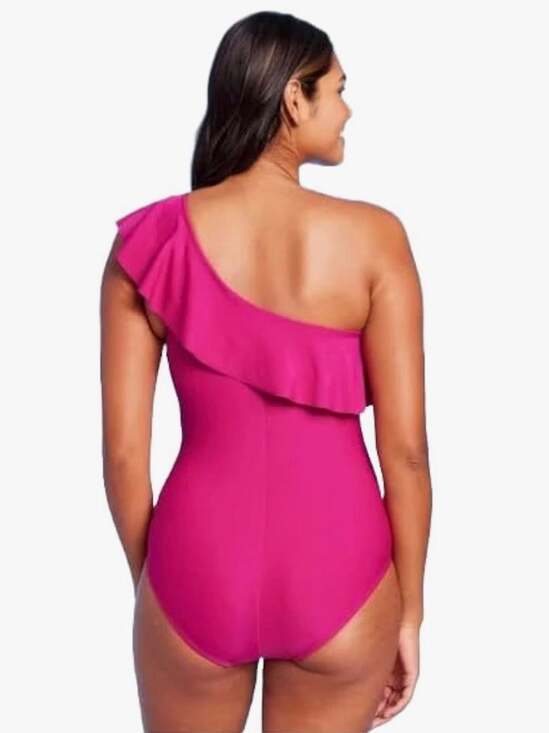 Kona Sol Ruffle One Shoulder Full Coverage One Piece Swimsuit, Med - Picture 2 of 8
